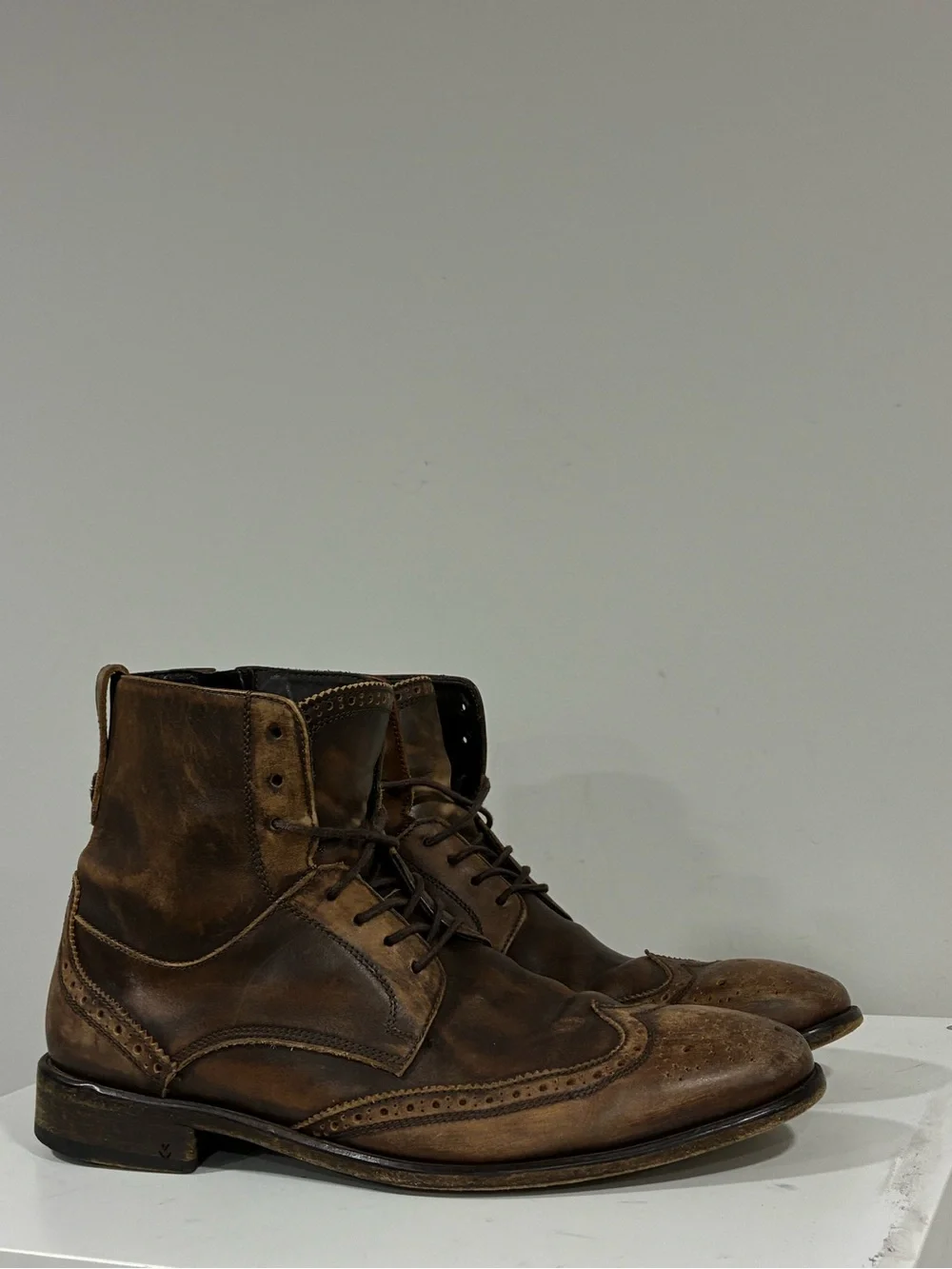 John Varvatos Collection Distressed Leather Boot Size EU 43 USA 10